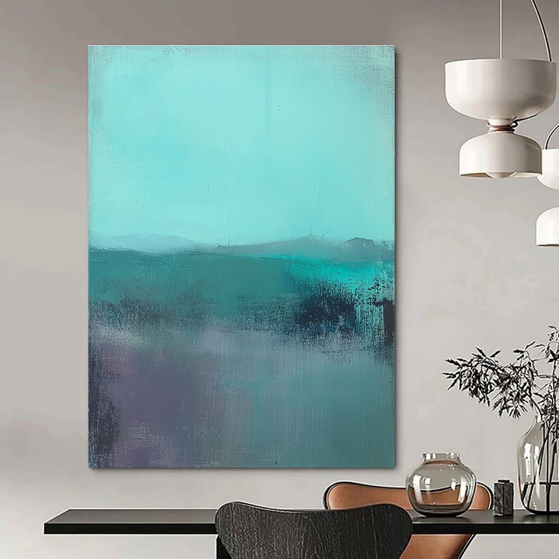 Turquoise Landscape Abstract Painting for Modern - Styled Living Rooms GAB1062