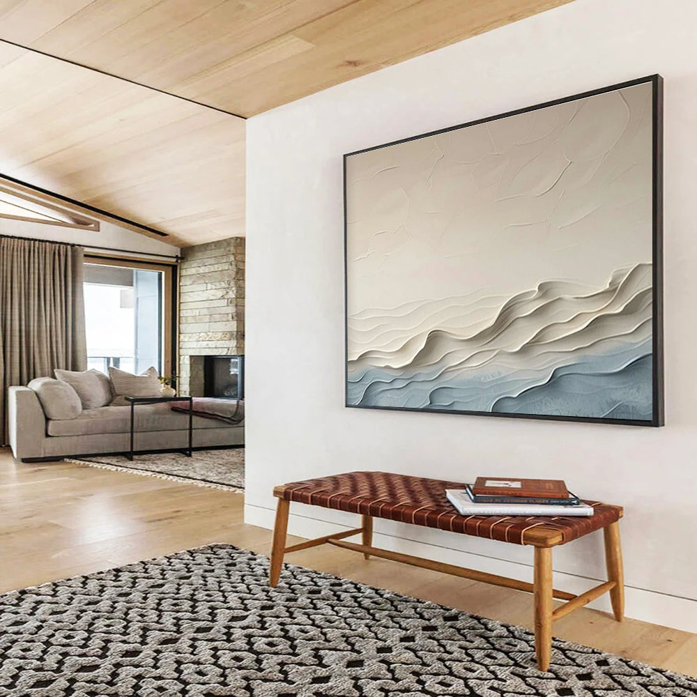 Textured Wave Abstract Painting for Modern Beach House Decor YHT253