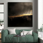 Dark and Golden Abstract Painting with Mysterious Radiance WINK091