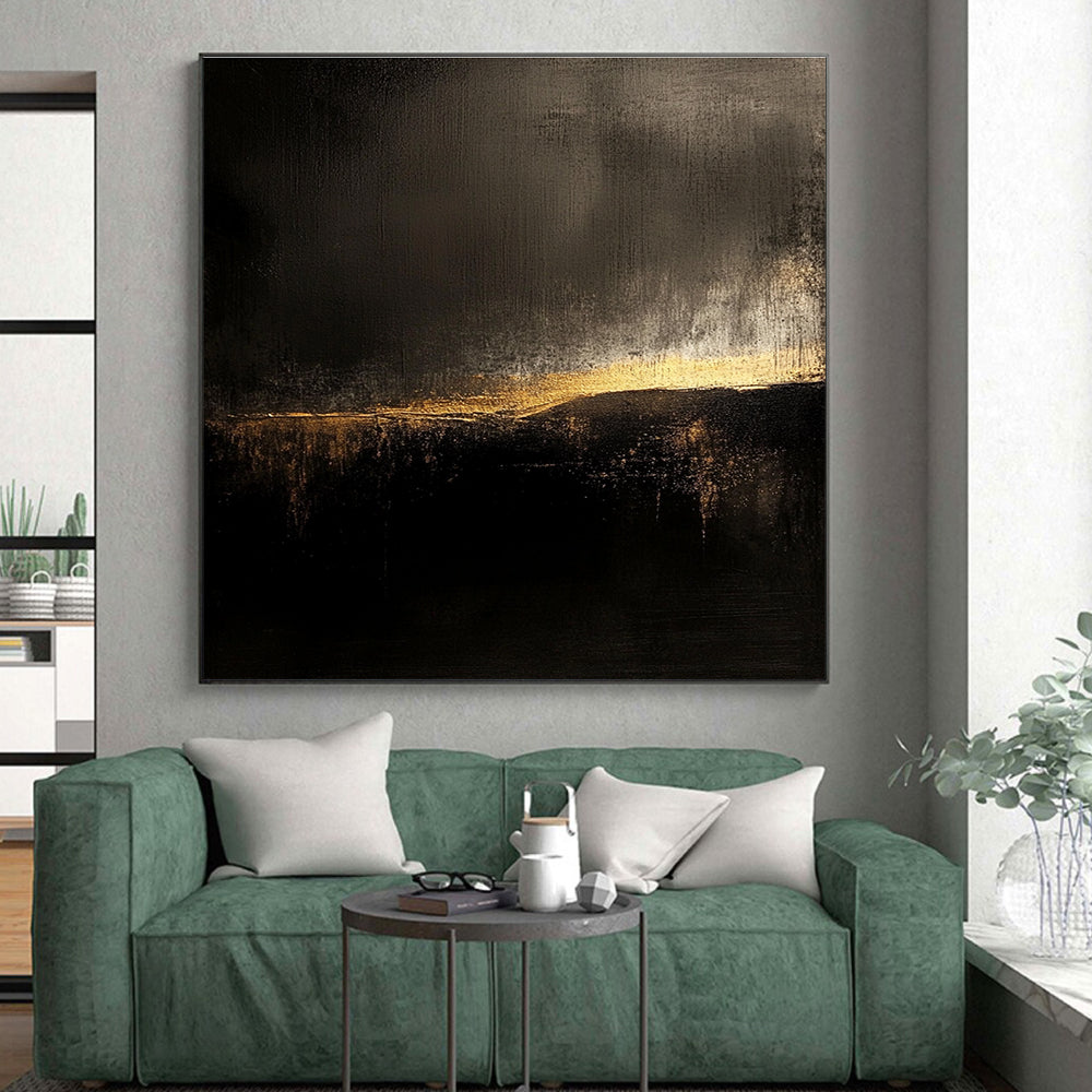 Dark and Golden Abstract Painting with Mysterious Radiance WINK091