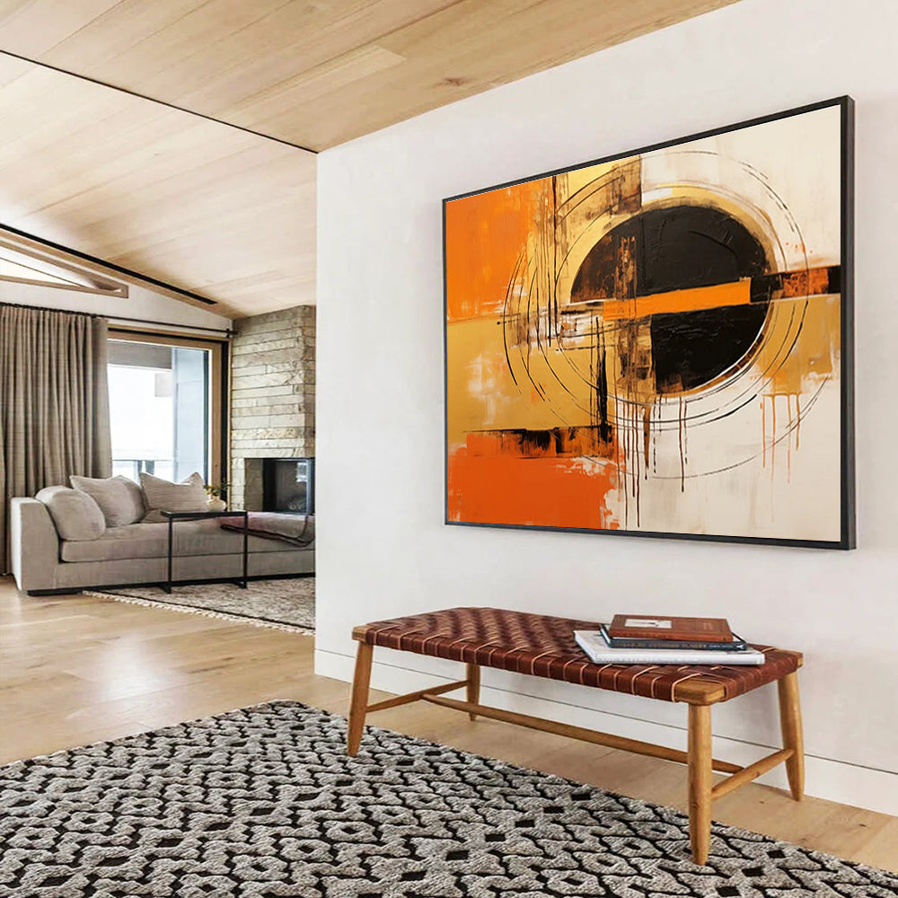 Orange - Black Abstract Painting for Bold Statements YHT104