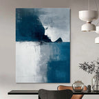 Blue and Gray Abstract Portrait - Introspective Figurative Abstract Art GAB0464