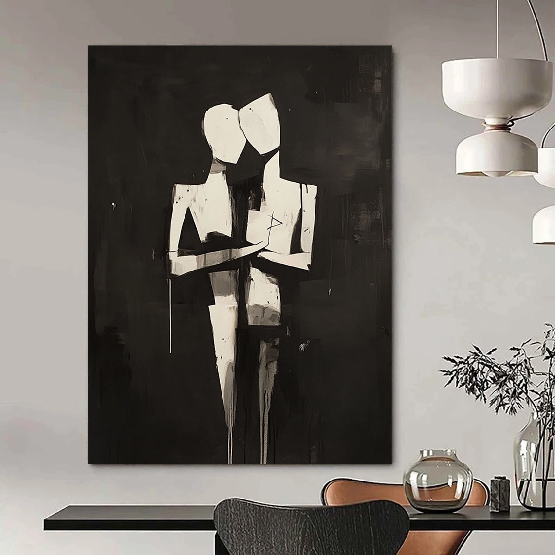 Abstract Couple Embrace - Intimate Figurative Abstract Art GAB0452