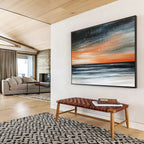 Starry Sea Sunset Abstract Painting with Contrasting Colors ABS289