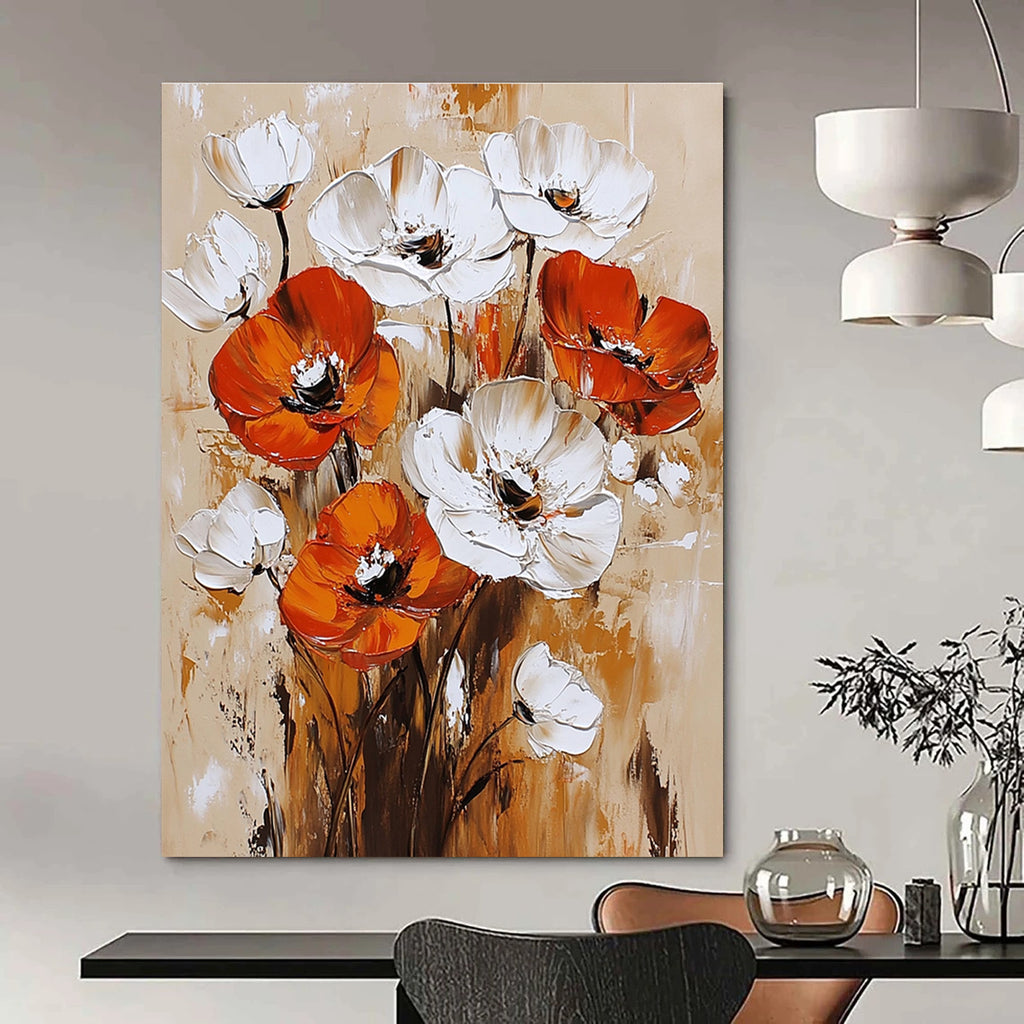 Bold Poppy Blossoms Expressive Floral Abstract Painting GAB0279