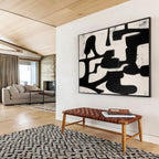 Bold Black - White Abstract Painting for Dramatic Spaces YHT062