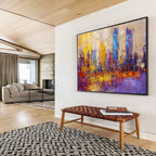Colorful Cityscape Abstract Painting with Dynamic, Urban Energy ABS514