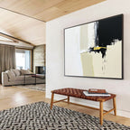 Black, White, and Yellow Abstract with Bold Brushstrokes Abstract Painting ABS365