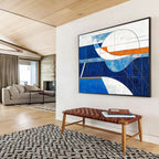 Geometric Blue - Orange Abstract Painting ABS190