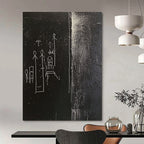 Mysterious Black and White Symbolic Figures Abstract Painting GAB0037