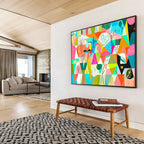 Geometric Nature Collage: Whimsical Landscape Reimagined Abstract Painting ABS154