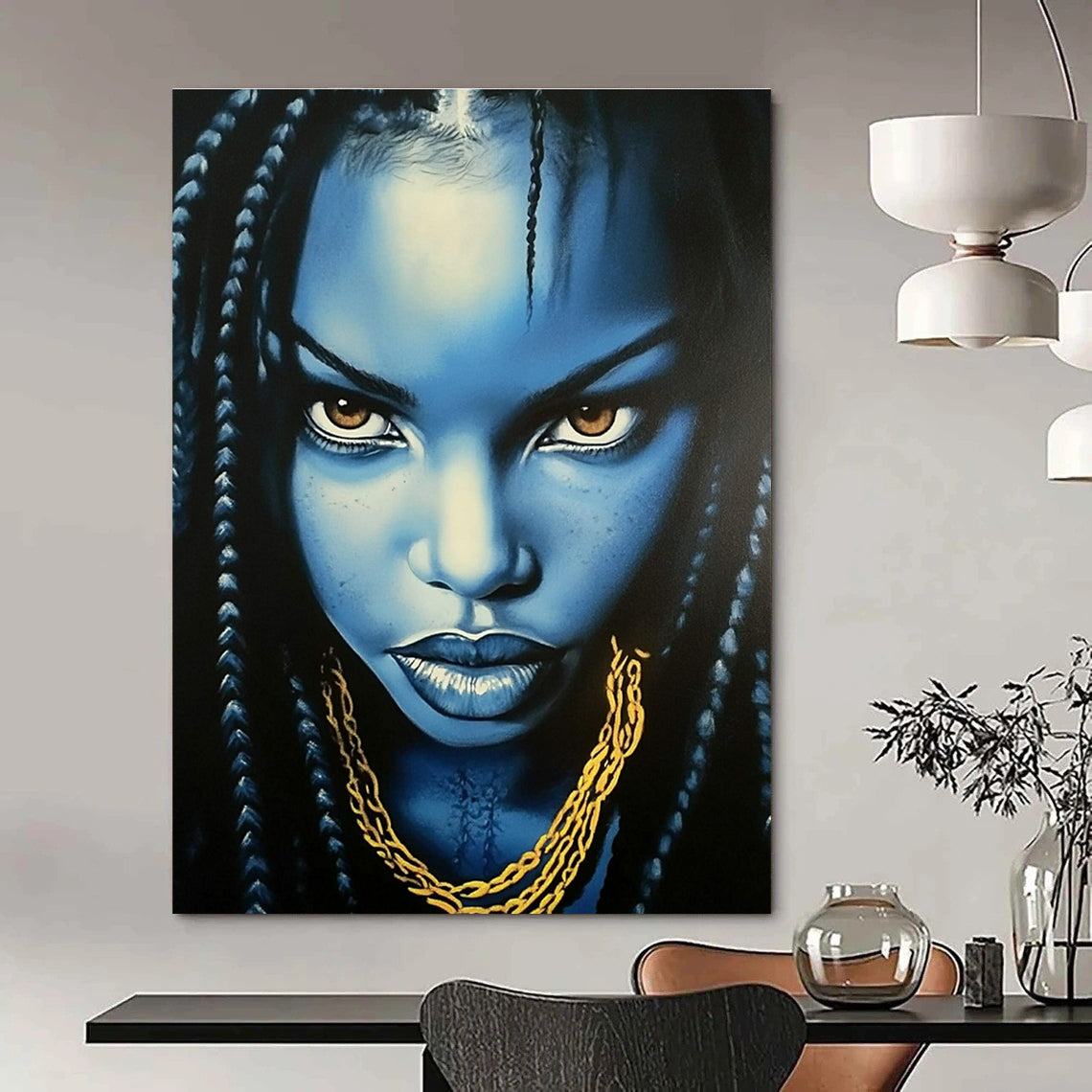 Blue - Skinned Portrait Abstract Painting for Modern Art Gallery Installations GAB1312