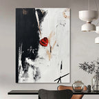 Red Heart in Black and White - Emotional Minimalist Abstract Art GAB0455