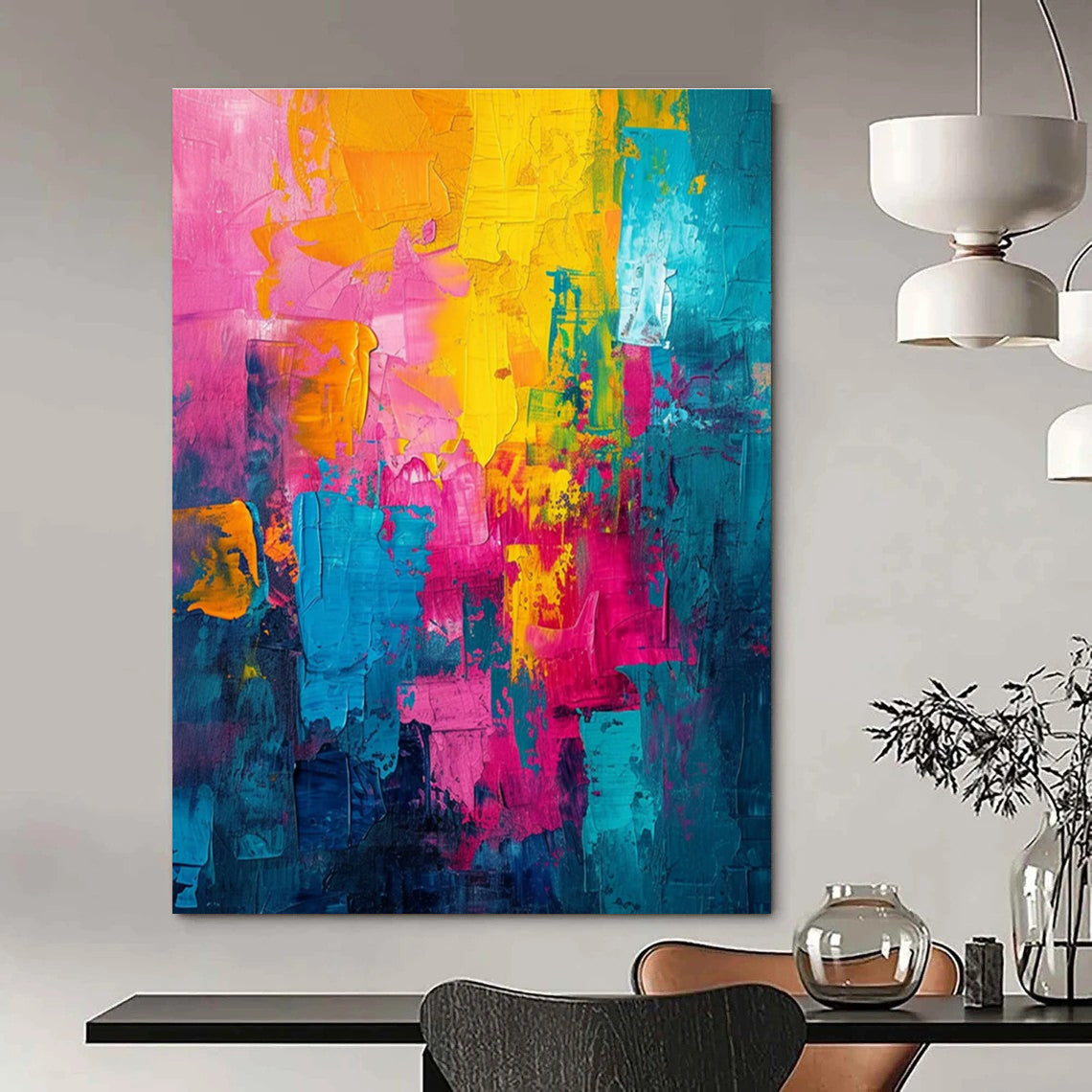 Vivid Color Block Abstract Painting for Modern Living Rooms HENG060
