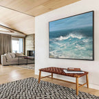 Crashing Waves Abstract Dynamic Seascape Painting for Adventure - Inspired Spaces YHT024