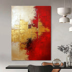 Gold and Red Abstract Painting for Luxury Hotel Lobbies GAB1242