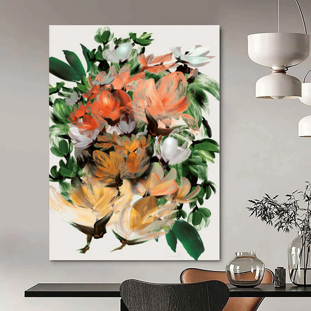 Vibrant Floral Bouquet Abstract Painting for Garden - Themed Restaurants HENG217
