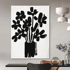 Black Flower Bouquet Silhouette Abstract Painting GAB0043