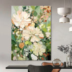 Textured Floral Abstract Painting for Serene Bedrooms HENG422