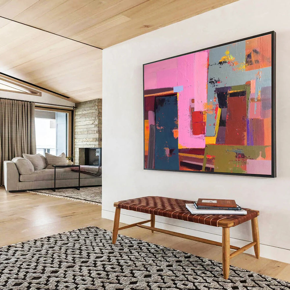Colorful Geometric Abstract Painting for Vibrant Spaces YHT003
