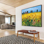 Sunflower Field Abstract Painting for Countryside Villa Living Rooms YHT461