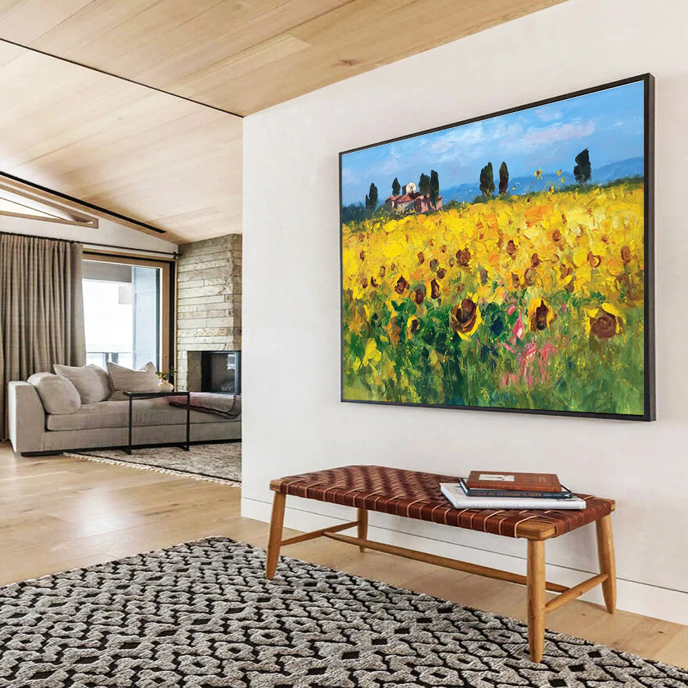 Sunflower Field Abstract Painting for Countryside Villa Living Rooms YHT461