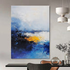 Blue and Yellow Abstract Sea - Expressive Coastal Abstract Art GAB0463