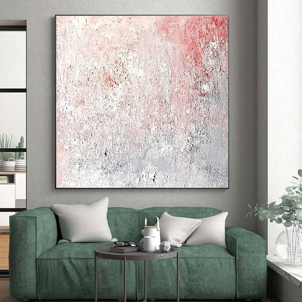 Pink - Gray Textured Abstract Painting with Subtle Softness WINK217