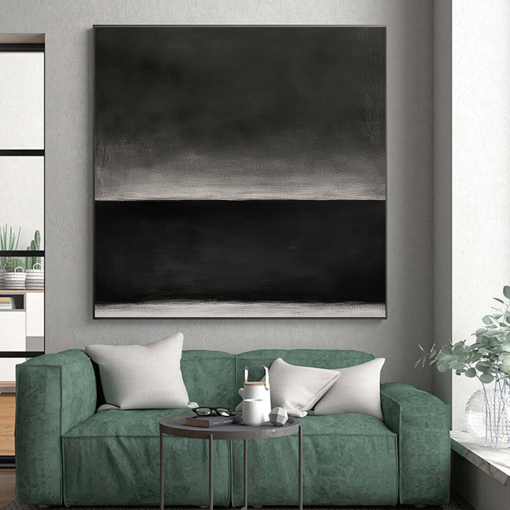 Monochromatic Black Gradient Abstract Painting with Subtle Depth WINK163