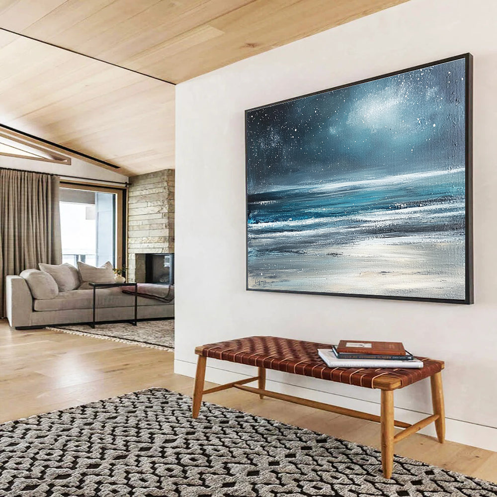 Starry Night Over the Sea Painting with Mysterious Celestial Charm ABS570