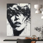 Black and White Abstract Portrait - Expressive Figurative Abstract Art GAB0449
