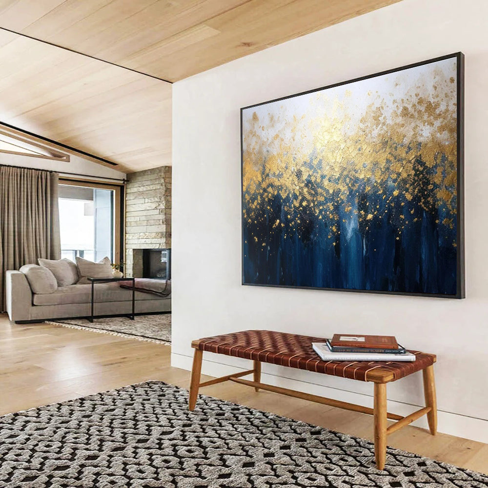 Golden Forest Abstract Magical Landscape Painting for Enchanted Spaces YHT047