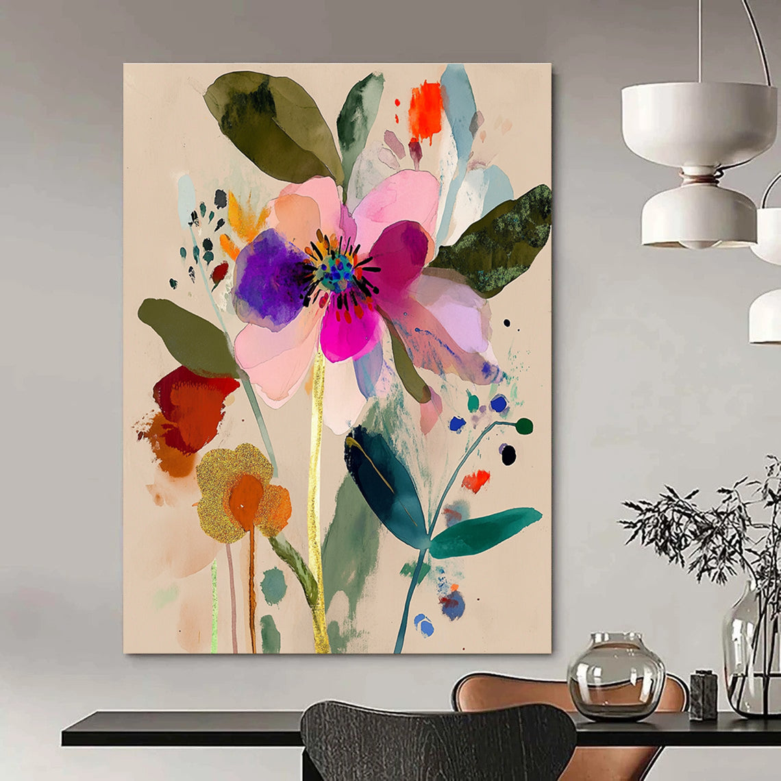 Colorful Abstract Flower Painting of Vibrant Botany GAB0183
