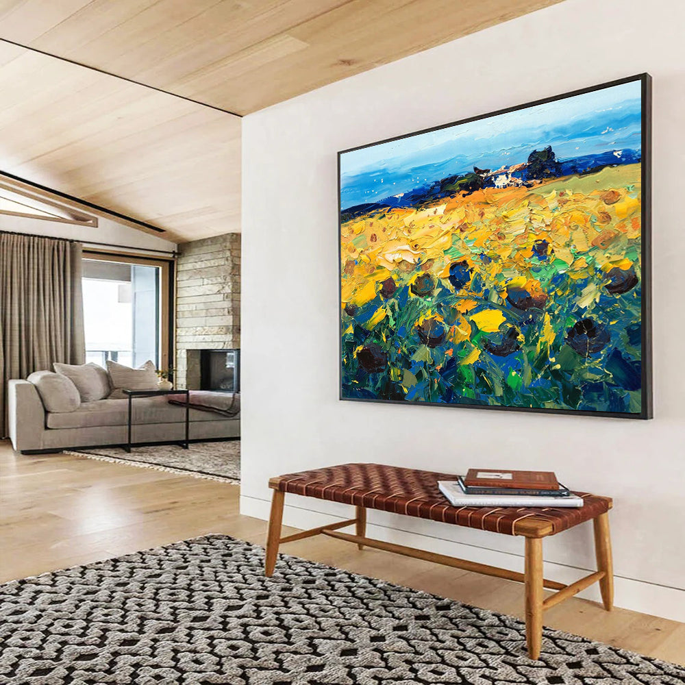 Sunflower Field Abstract Painting for Countryside - Themed Cafes YHT485
