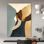 Gold - Accented Abstract Shapes Painting for Sophisticated Living Spaces GAB1160
