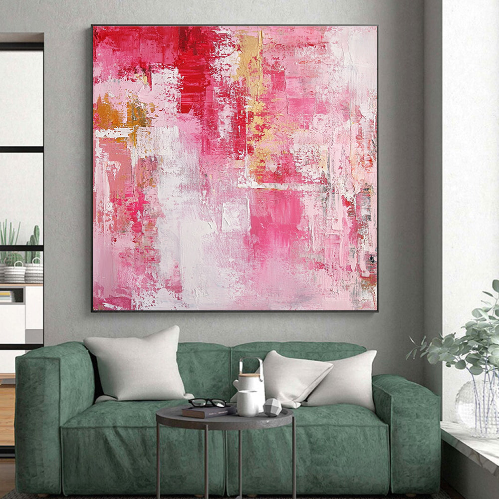Pink Red Gold Abstract Painting with Feminine Opulence WINK546