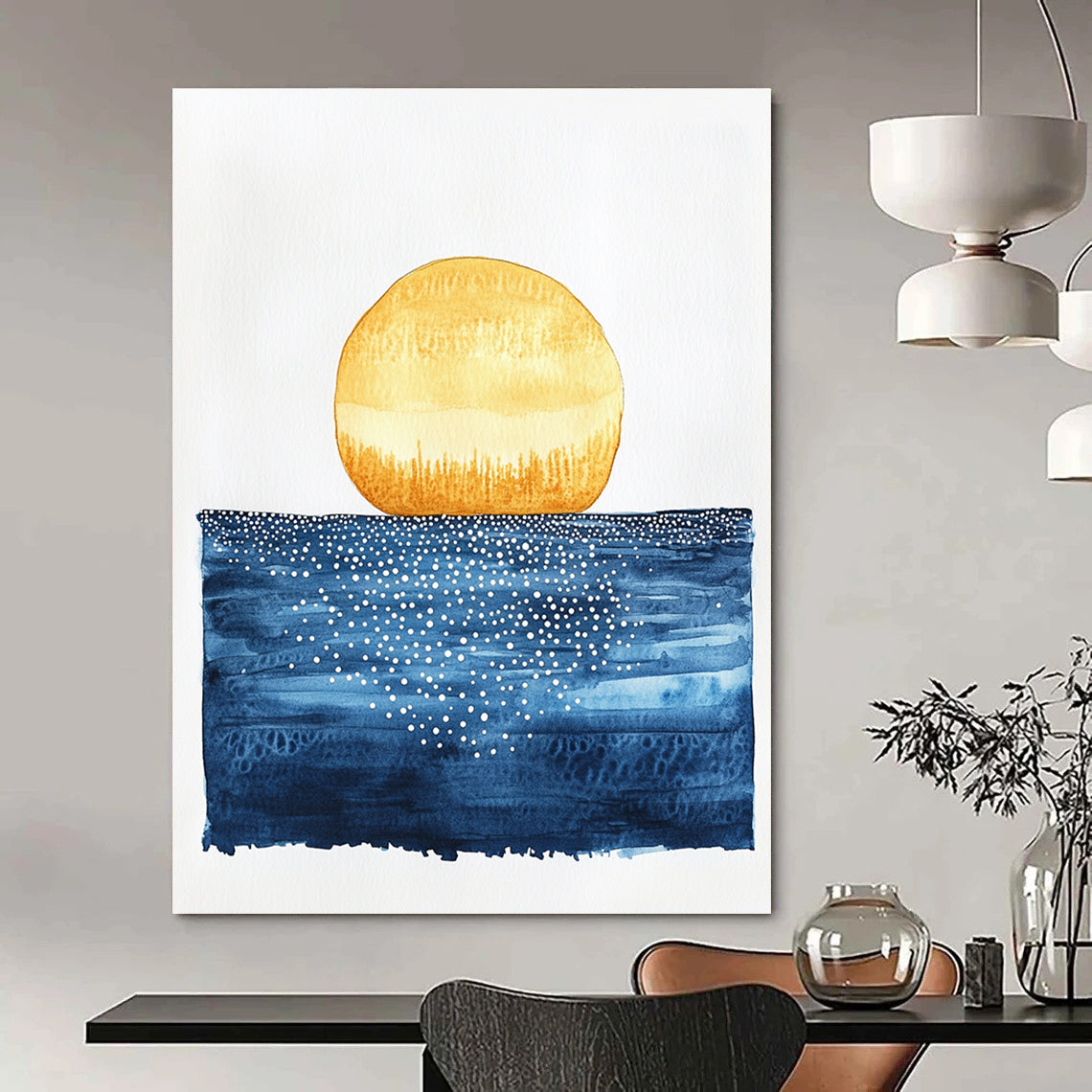 Sun and Sparkling Sea Abstract Painting for Nautical - Inspired Living Rooms GAB0991