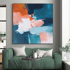Blue Orange Block Abstract Painting with Vibrant Contrast WINK790