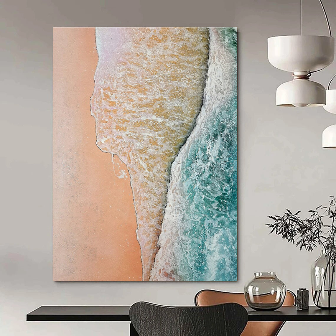 Aerial Beach View Abstract Painting for Coastal Home Bedrooms HENG044