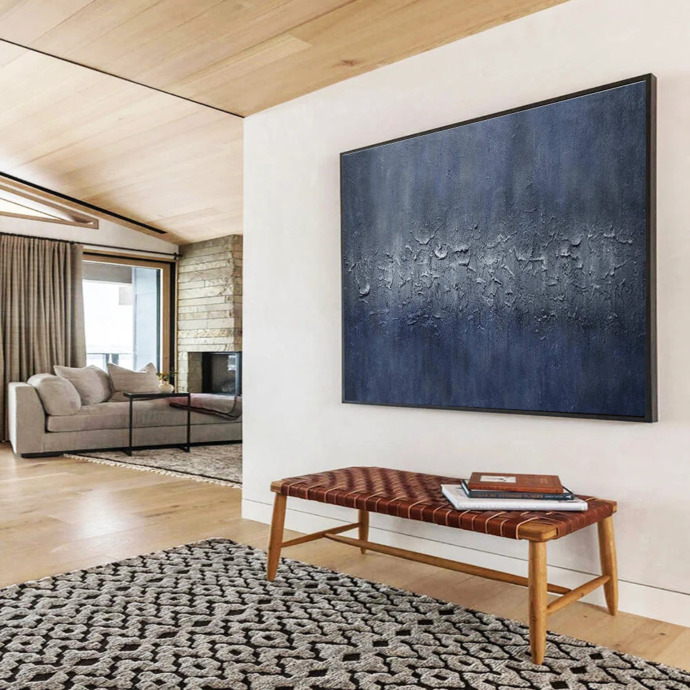 Blue Textured Abstract Painting for Modern Corporate Lounges YHT392
