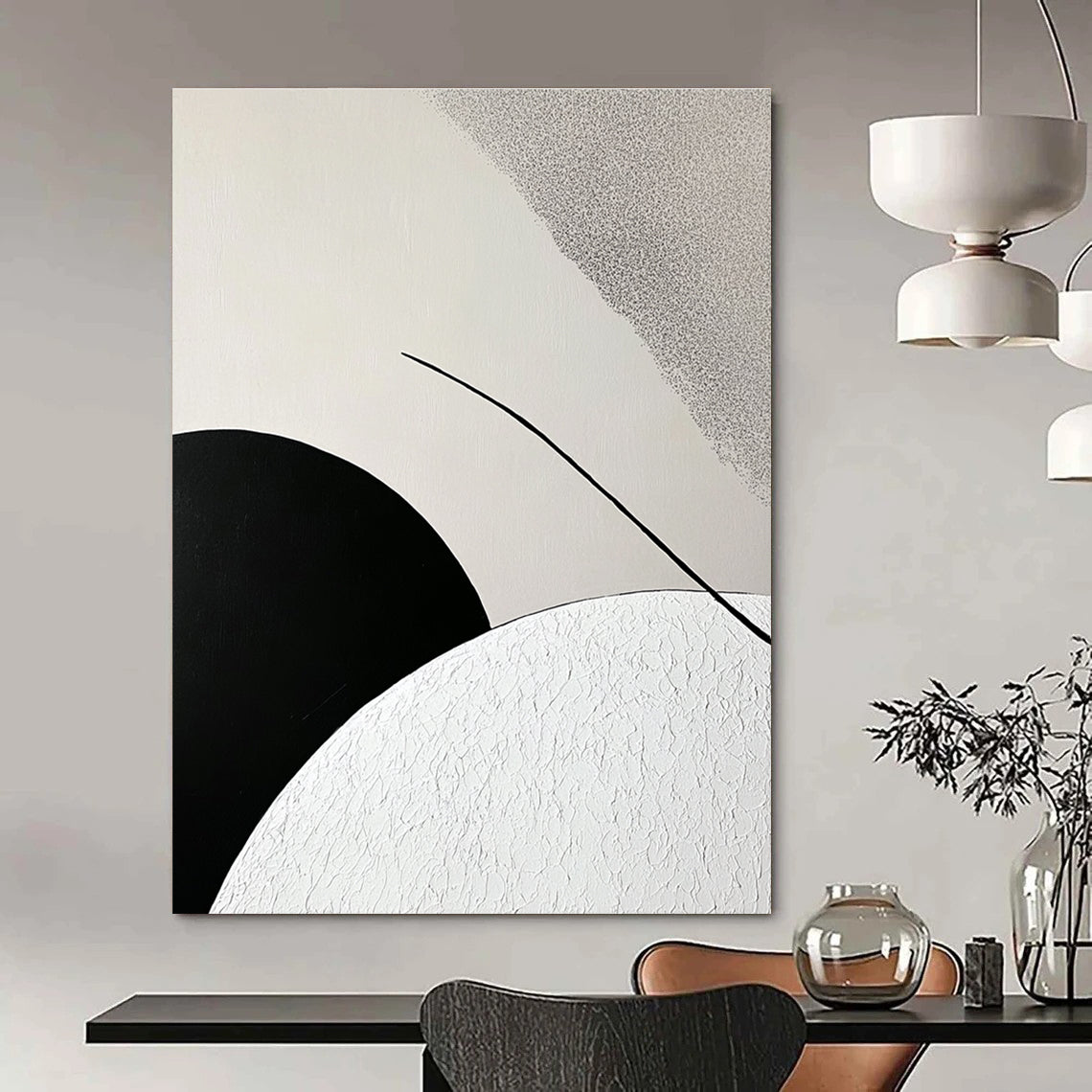 Black and White Minimalist Abstract Painting for Modern Art Galleries GAB0909