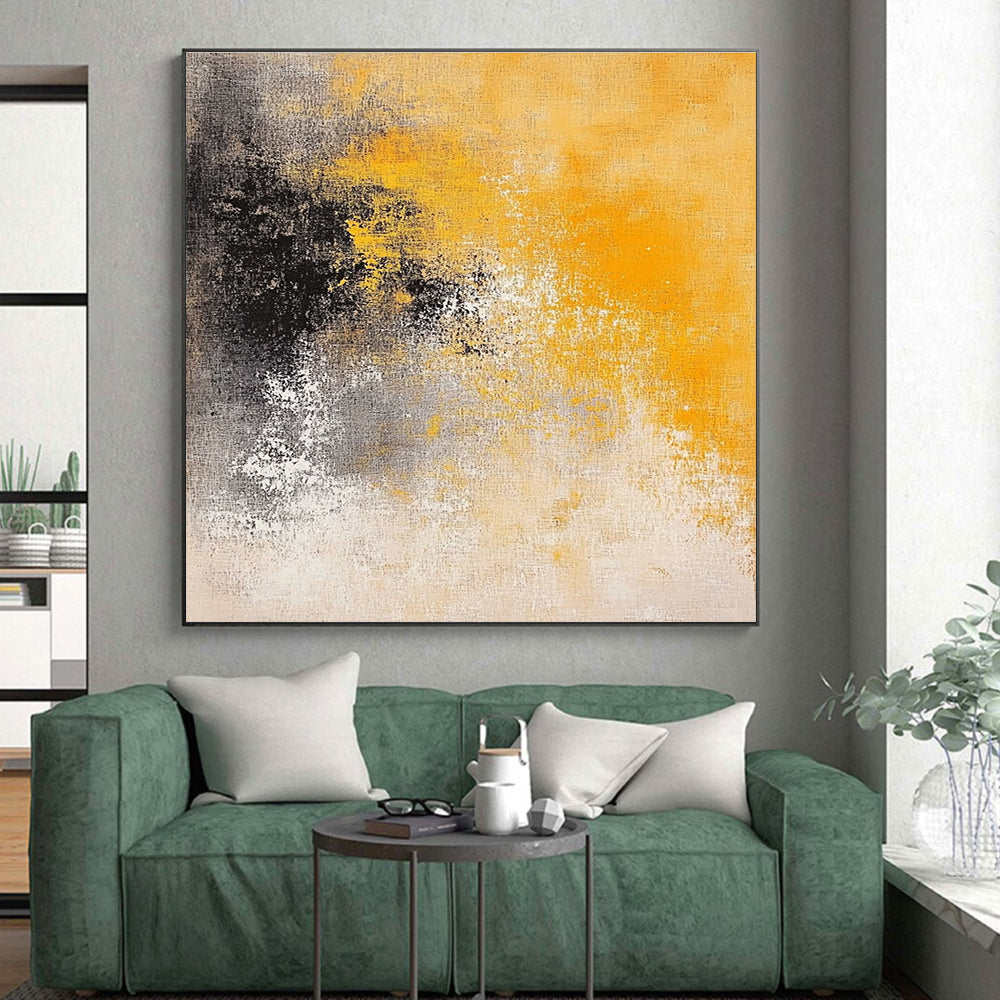 Yellow - Gray Abstract Blend Painting with Subtle Warmth WINK431