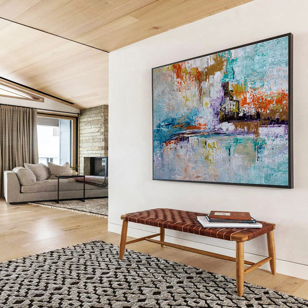 Colorful Abstract Cityscape Painting for Urban Art Galleries YHT368