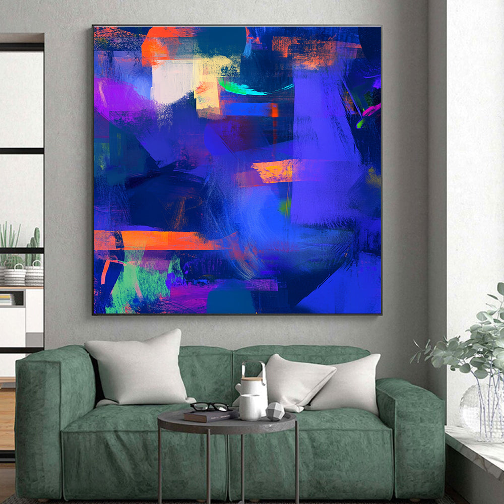 Purple - Blue Abstract Fusion Painting with Mysterious Allure WINK407