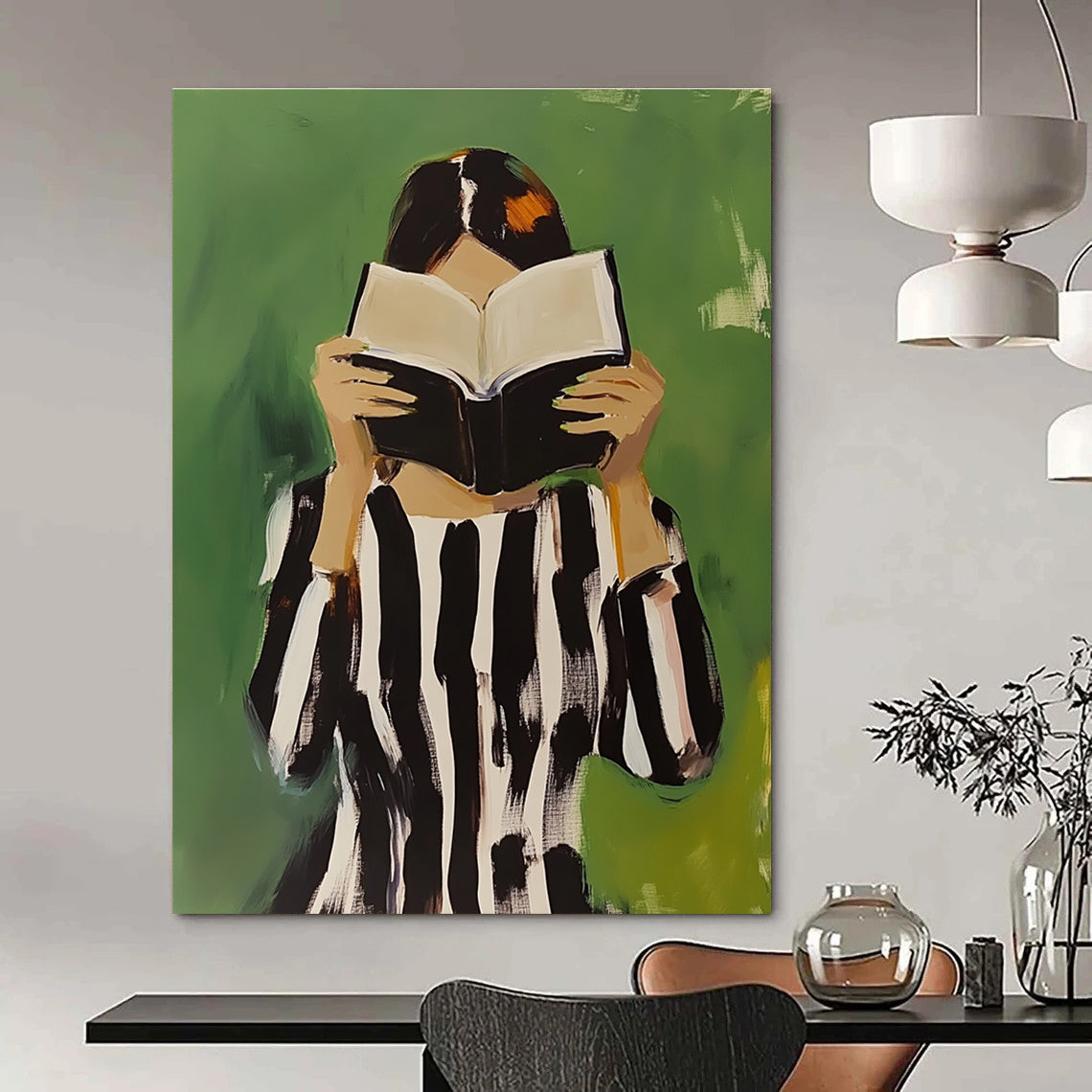 Woman Reading with Book - Intimate Narrative Abstract Painting GAB0417