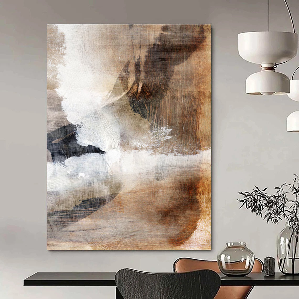 Earth - Toned Abstract Painting for Rustic - Chic Home Interiors HENG209