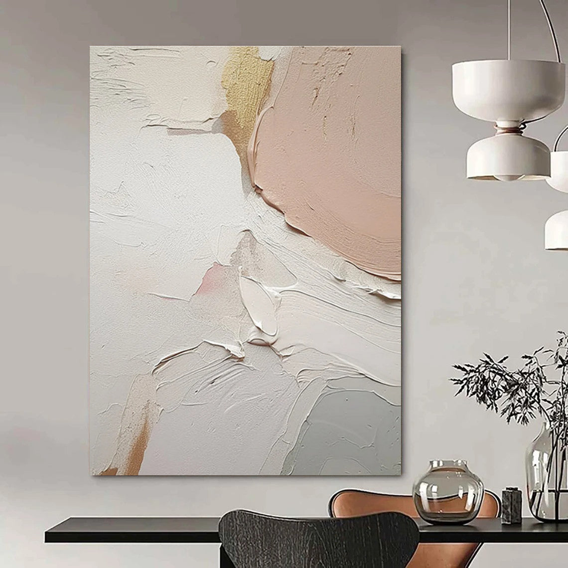 Soft Pastel Textured Abstract Painting for Elegant Bedrooms HENG451