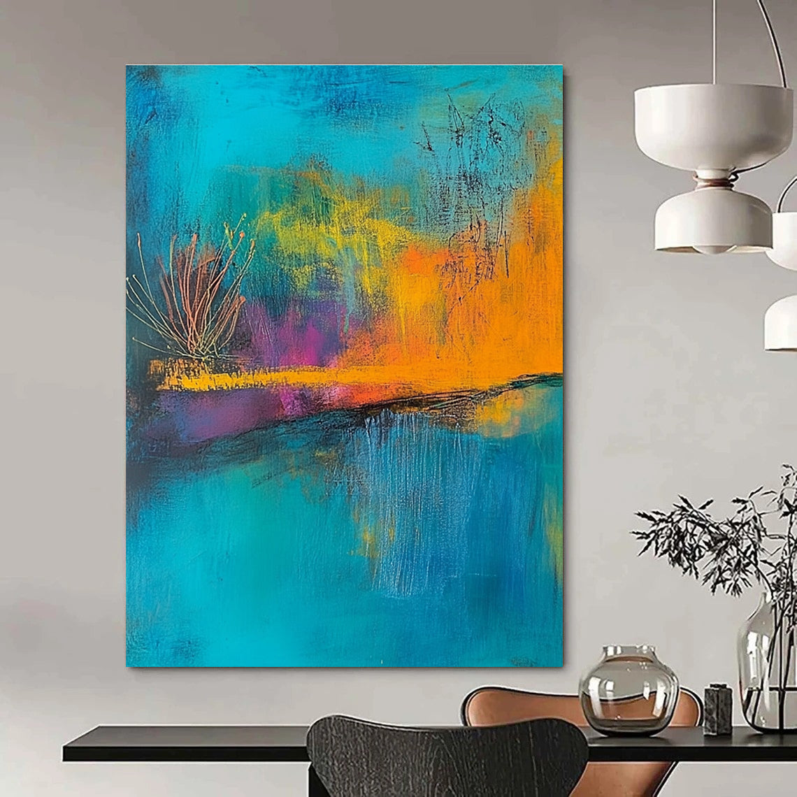 Vibrant Colorful Nature Abstract Painting for Lively Spaces GAB0678