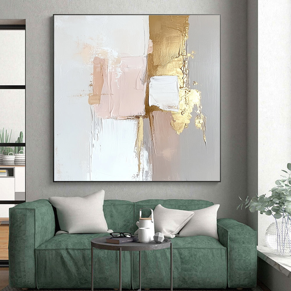 Pink Gold Gray Abstract Painting with Delicate Luxury WINK471