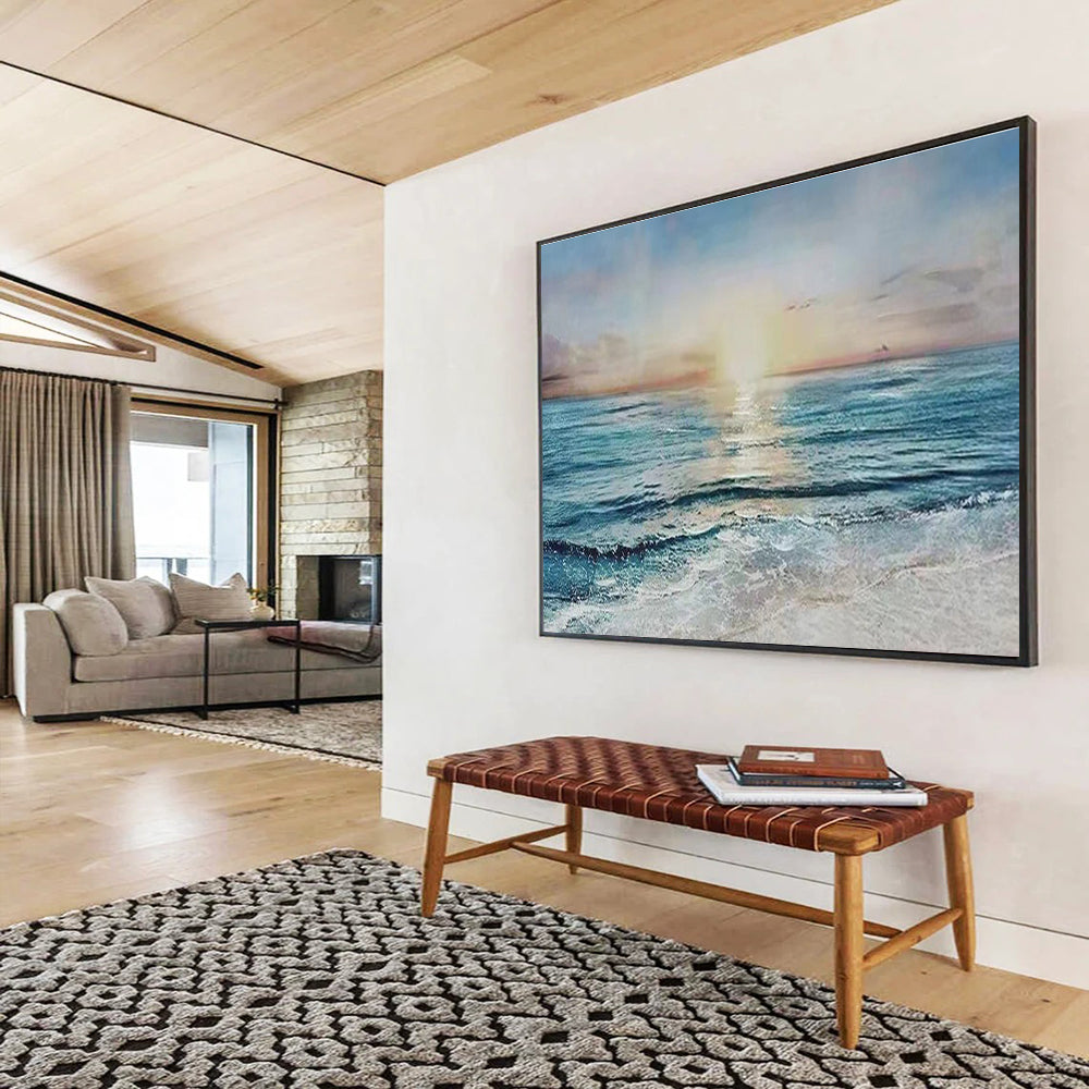 Sea Sunset Abstract Painting for Coastal Home Living Rooms YHT260